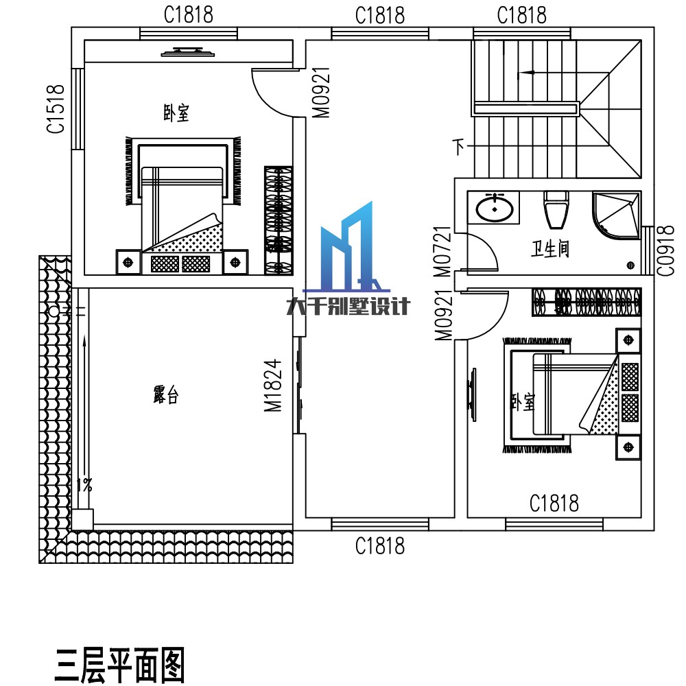 10x10三层配色稳重欧式别墅 