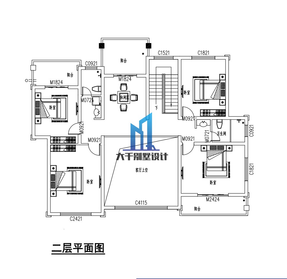 新中式二層別墅設計圖平面圖