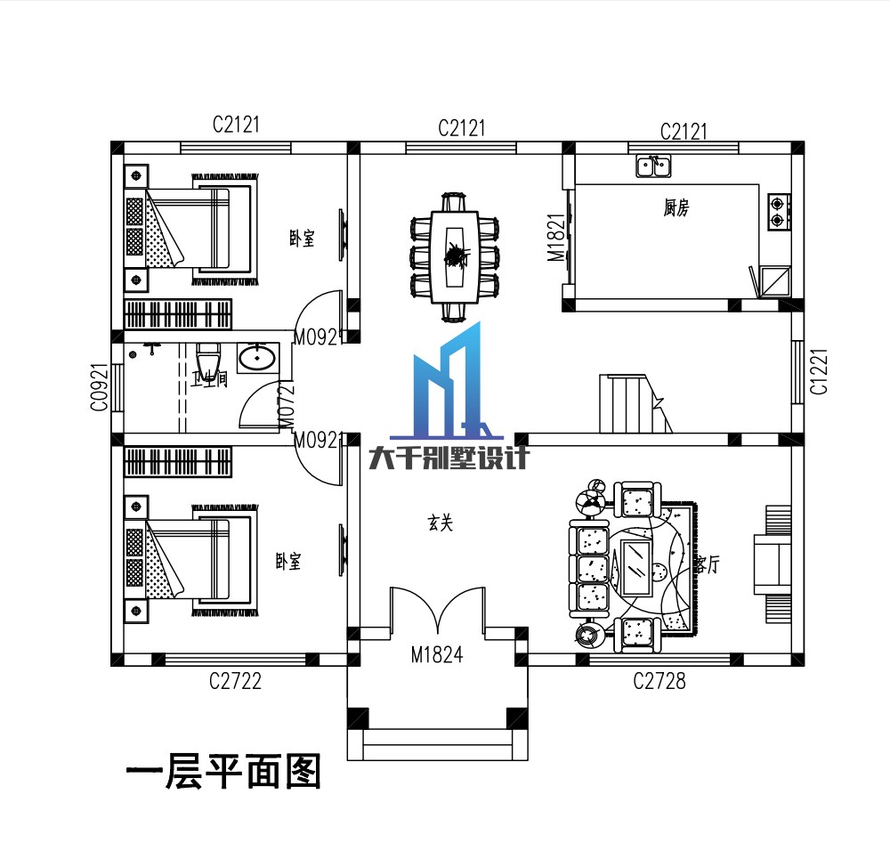 新中式二層別墅設計圖平面圖