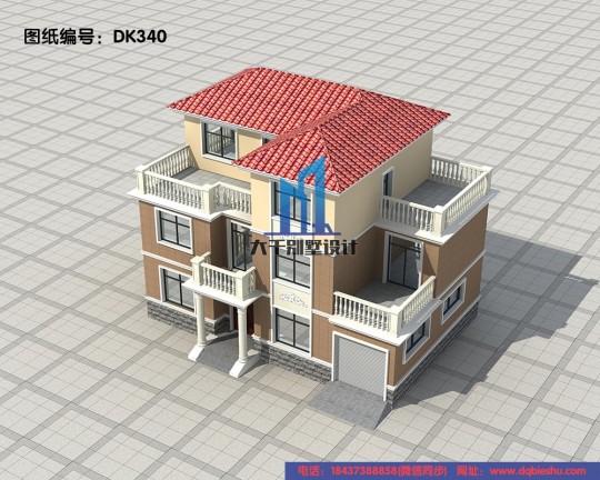 欧式两层半别墅设计图效果图