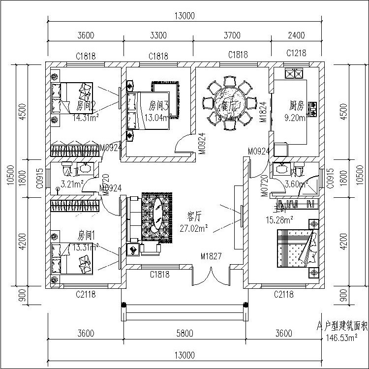 13米宽10米房屋设计图图片