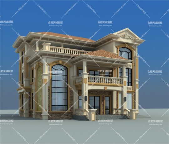 欧式三层别墅设计图"