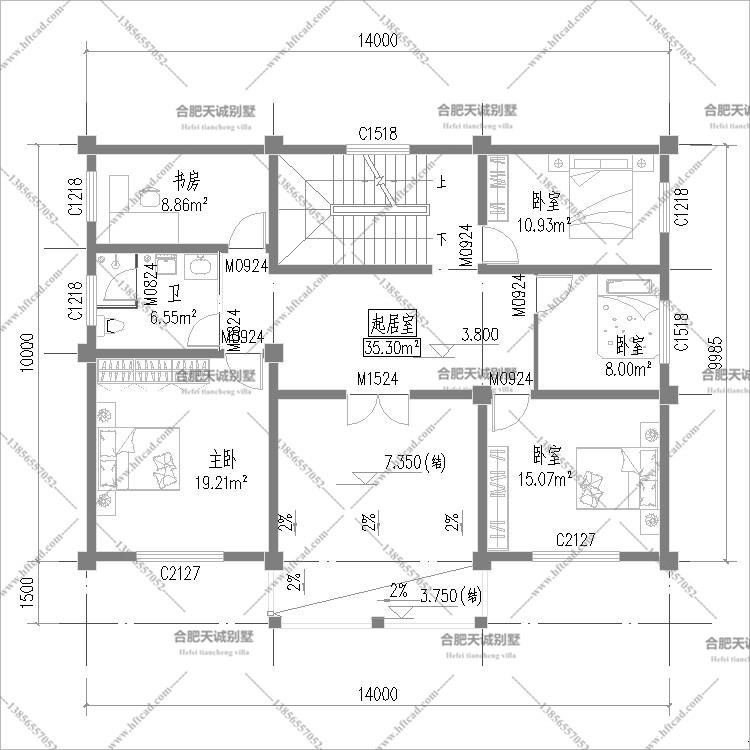 14米乘12米欧式自建房三层设计图纸 住宅在线