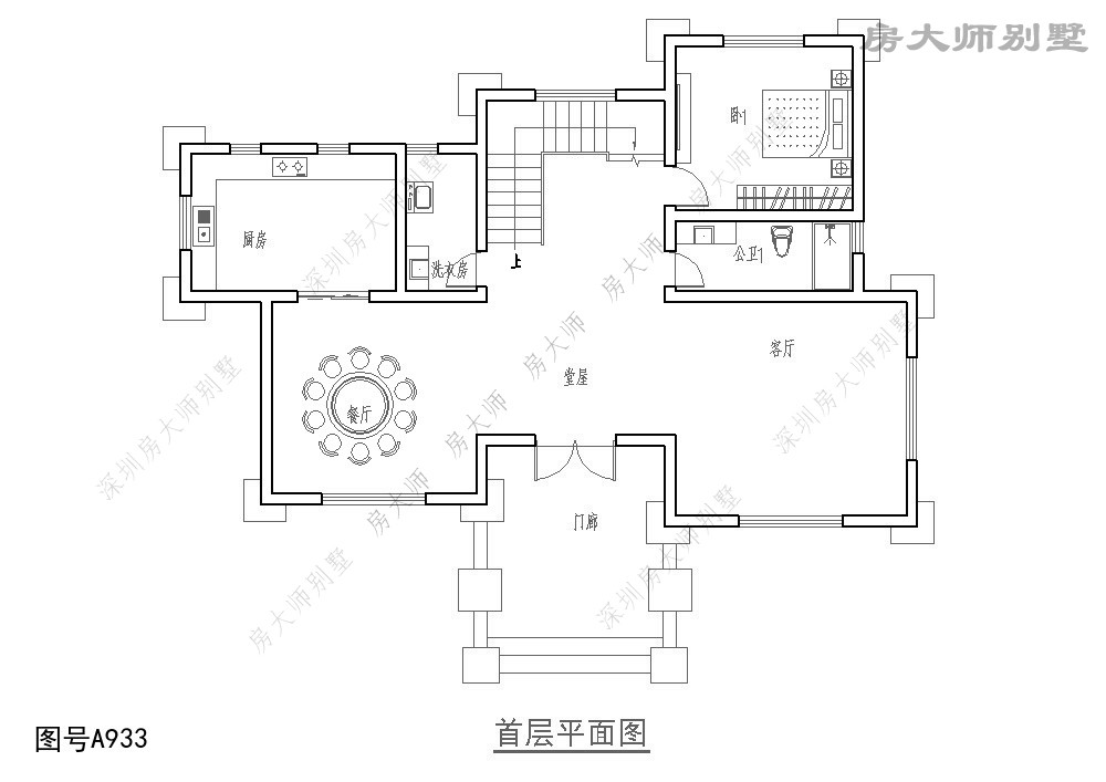 歐式三層別墅設計圖平面圖