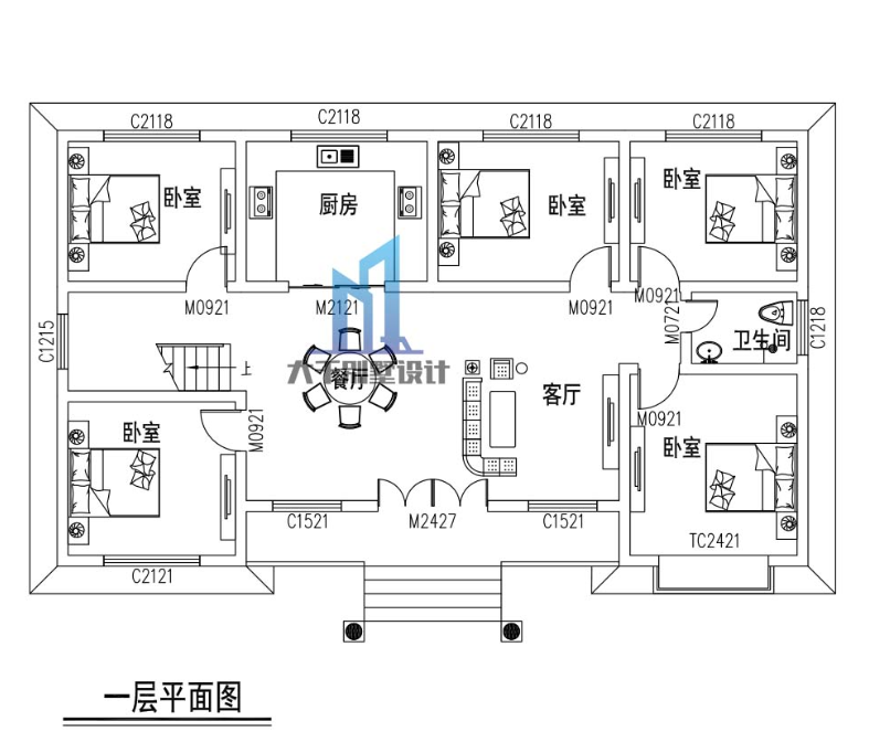 歐式一層別墅設計圖平面圖