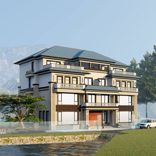 新中式四层别墅设计图效果图