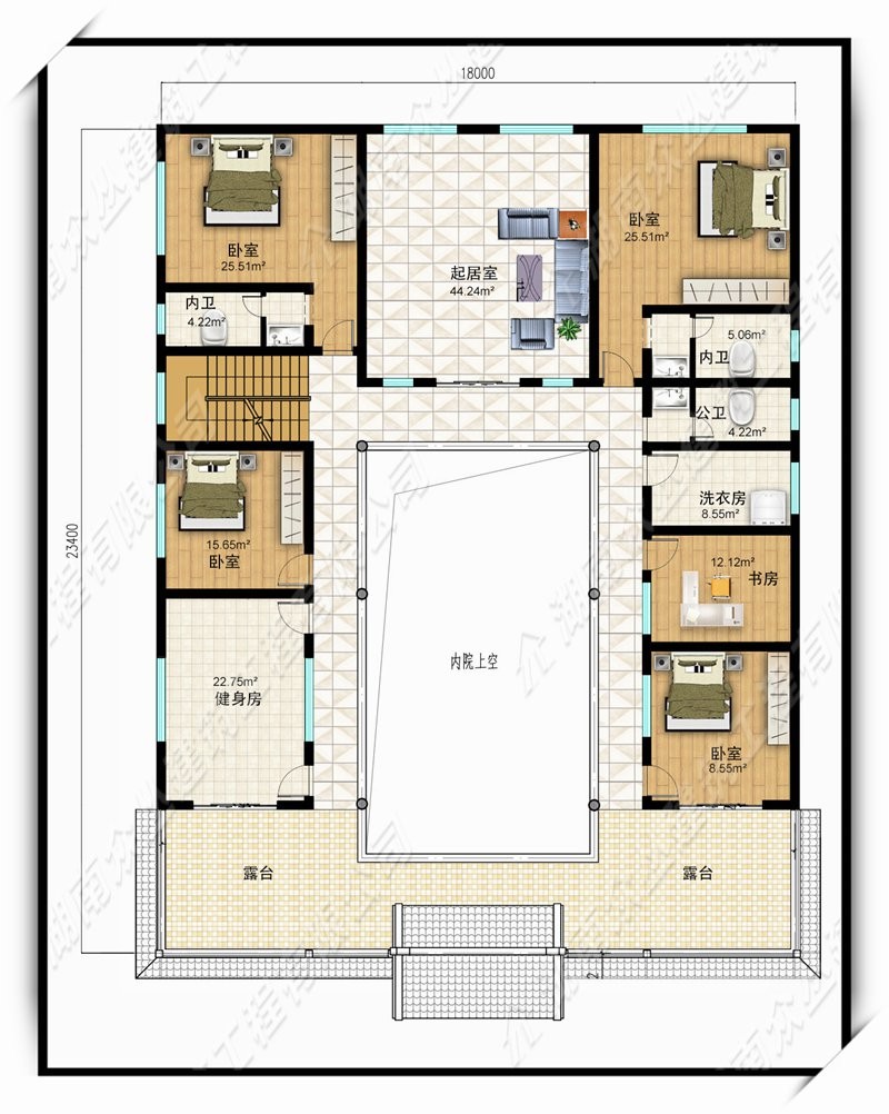 中式古典三合院鄉村二層典雅別墅設計圖紙 - 鄉村住宅在線