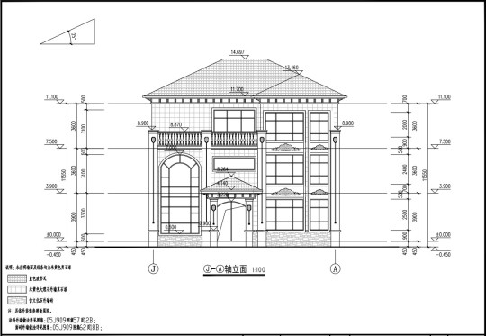 欧式两层半别墅设计图施工图