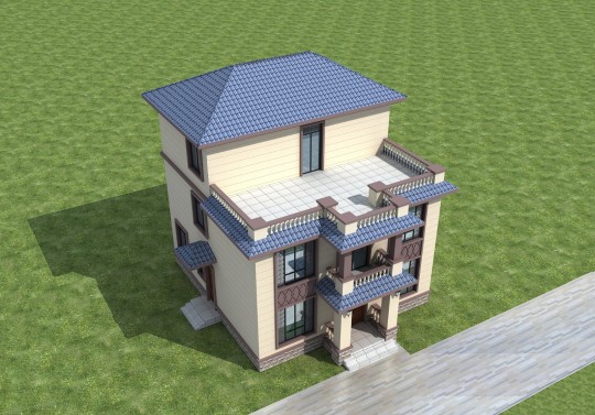 新中式两层半别墅设计图"
