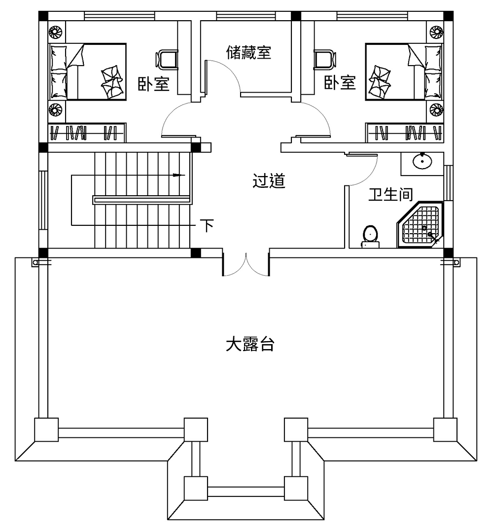 新中式两层半别墅设计图平面图