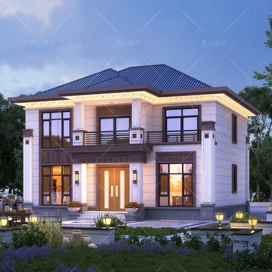 新中式二层别墅设计图"