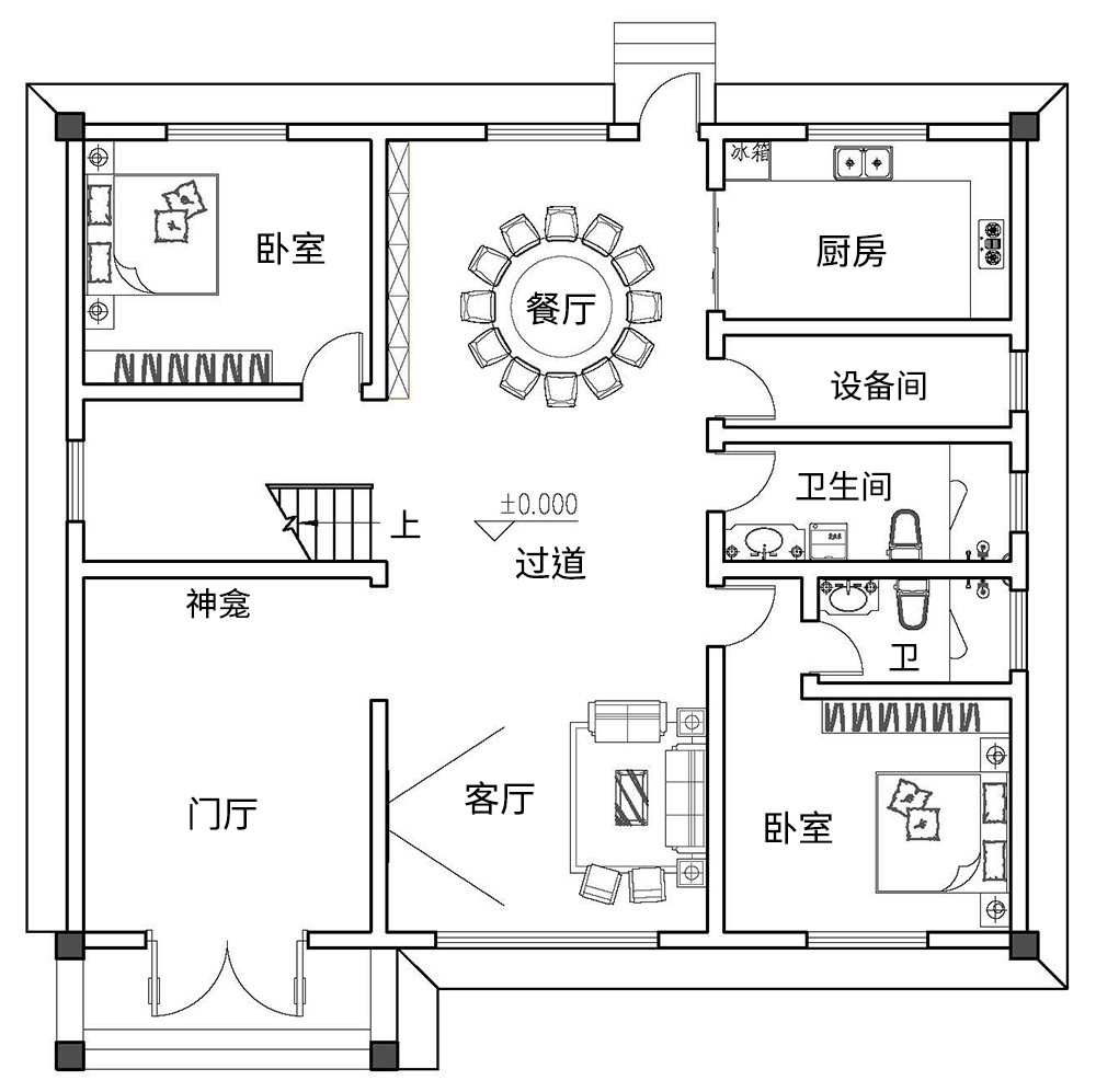 新中式三層別墅設計圖平面圖