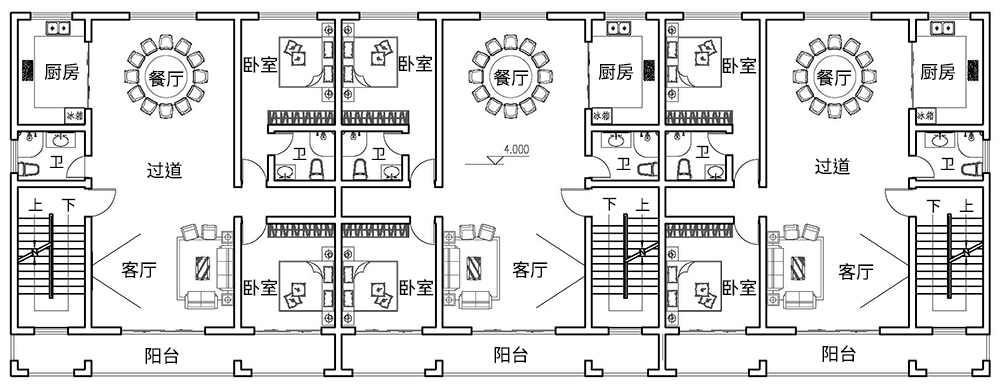 3米,3層現代三拼套間別墅 全套設計圖紙(底框結構) - 鄉村住宅在線