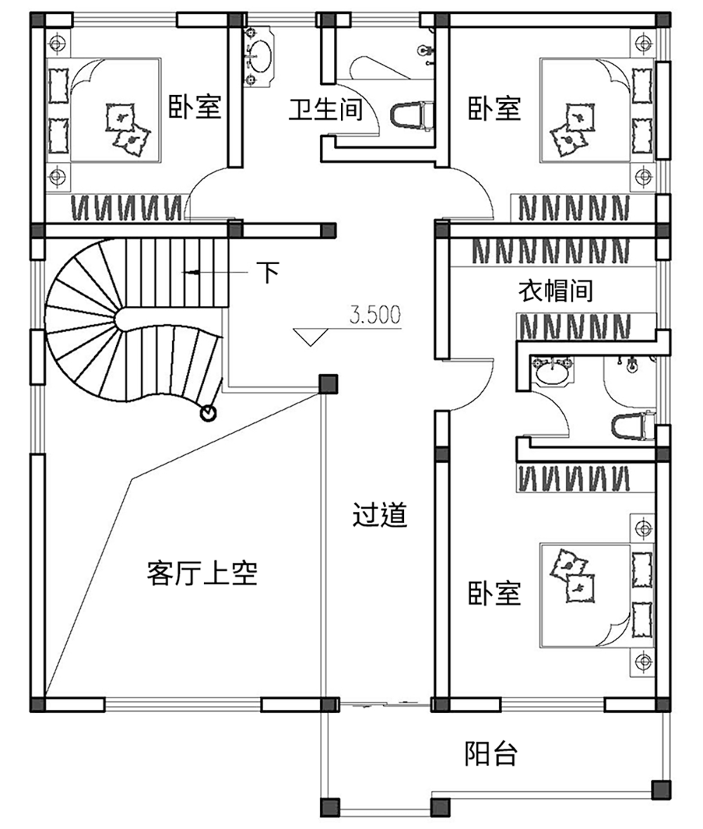 新中式二层别墅设计图平面图