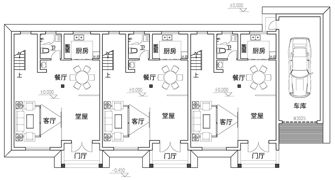 2米,兩層簡歐風格三拼自建別墅全套設計圖紙 - 鄉村住宅在線