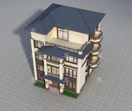 新中式四层别墅设计图效果图