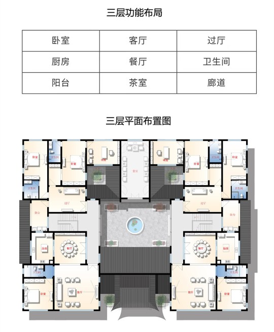 中式三层别墅设计图平面图