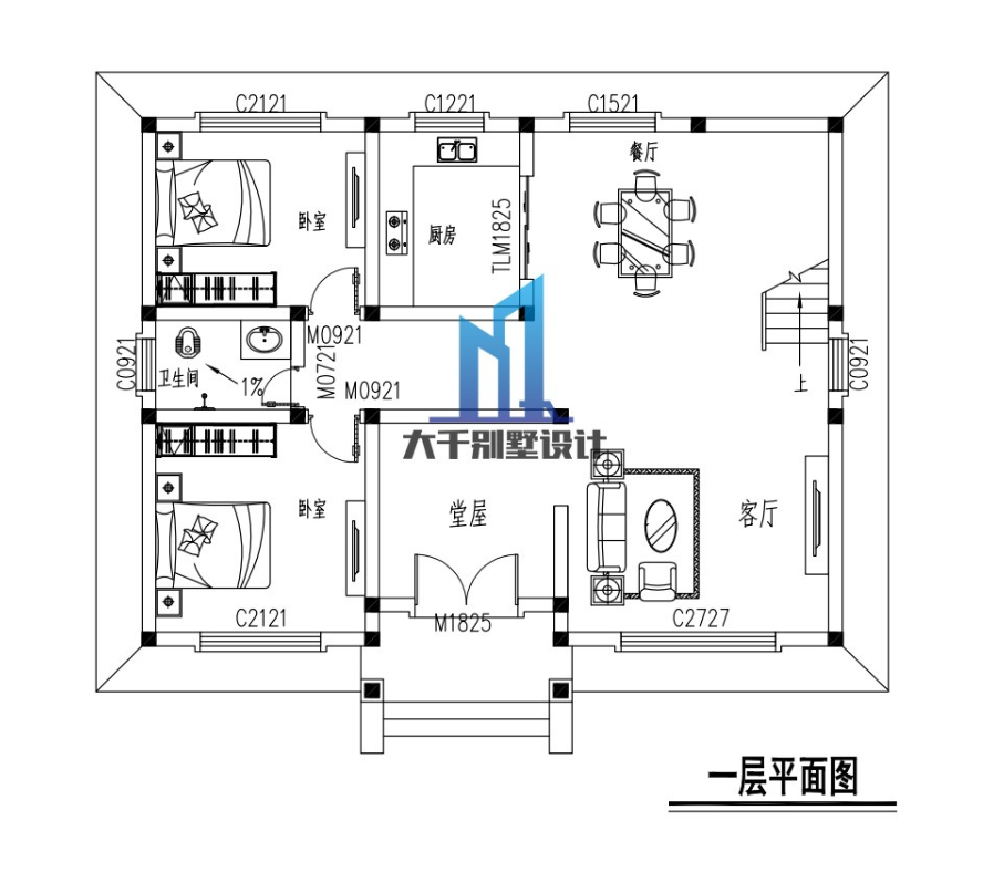 新中式二層別墅設計圖平面圖