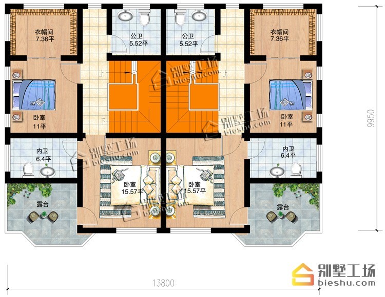 8*10米,3層歐式雙拼自建別墅-全套設計圖紙 - 鄉村住宅在線