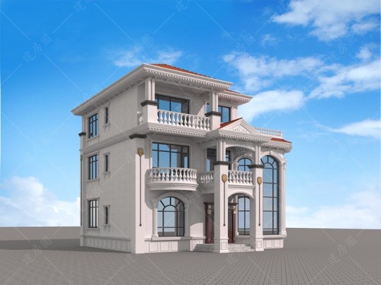 占地12*11.4米，农村三层欧式别墅设计图纸-带旋转楼梯设计