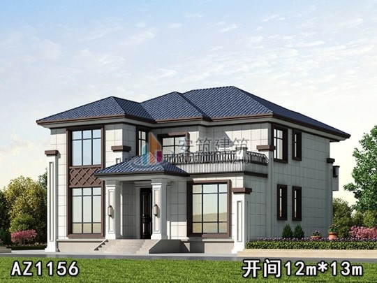 【经典新中式】占地12*13米，农村两层自建别墅设计图纸