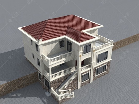 欧式两层半别墅设计图效果图