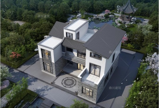 新中式两层半别墅设计图效果图